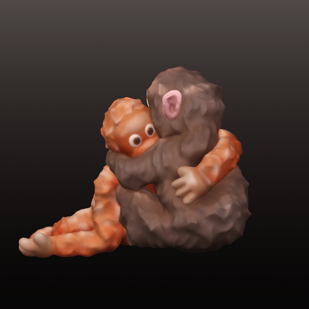 Punch the Monkey イラストを元にスカルプトモデリングをし、グラフィックを制作しました。
